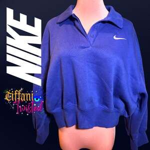 Nike Oversized Fit Cropped Polo Sweatshirt – Royal Blue – Women’s Medium (NWT)